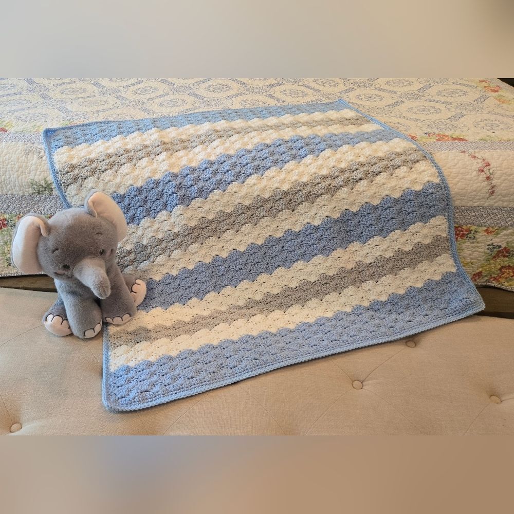 NEW BABY BLANKET HANDCRAFTED BY SELLER 34 X 32 INCHES